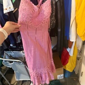 Sue Wong Blush Dress with beautiful intricate lace detailing.